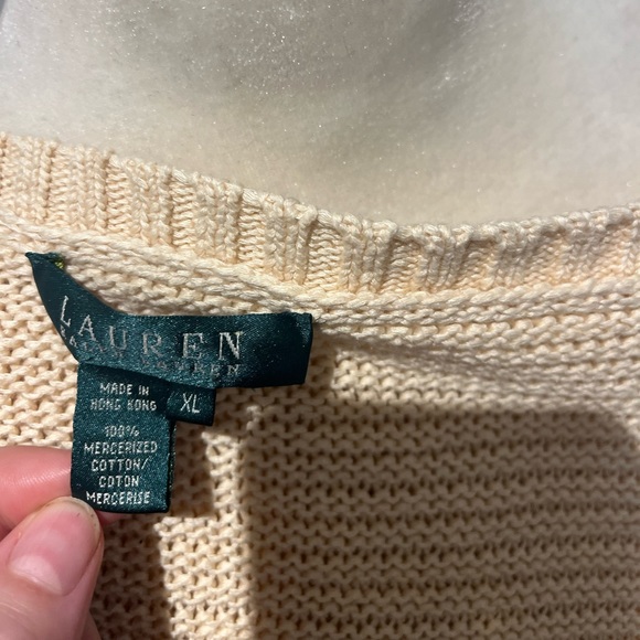 Ralph Lauren 100% Cotton Ivory Cream Boatneck Knit Sweater Size XL - Picture 4 of 8